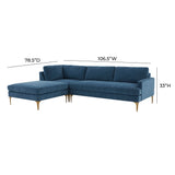 Serena 3-Piece Performance Velvet Chaise Sectional