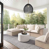 Cali Natural Performance Fabric & Natural Wicker Modular Outdoor Sectional