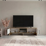 Dago 65" TV Stand with 4 Open Shelves, 2 Doors, Modern Media Console for Living Room Entertainment Storage