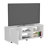 Adel 51" Wide TV Stand with One Door Cabinet, Four Open Shelves, Modern Media Console with Cable Management for Living Room, Entertainment Center for TVs up to 60", Stylish Storage for TV Room & Home Decor