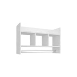 TUHOME Starke Bathroom Wall Shelf with Wide Upper Storage Surface, Three Compact Middle Shelves and Integrated Towel Bar, Space-Saving Organizer for Toiletries, Towels and Decor in Modern or Traditional Bathroom Settings