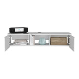 TUHOME Glen Floating TV Stand Wall-Mounted Media Console with Dual Side Storage Doors, Central Open Shelf, Integrated Cable Management System and Modern Space-Saving Design for Living Rooms, Bedrooms or Offices