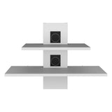 TUHOME Burgos Floating Shelf Two-Tier Wall Mounted Storage Unit with Wide Display Platforms, Integrated Cable Management System and Modern Space-Saving Design in Durable Engineered Wood for Home or Office Use