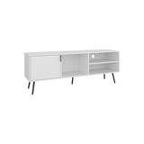 TUHOME Vulcan 63" Wide Modern TV Stand with One Cabinet, Three Open Shelves and Cable Management, Stylish Entertainment Console for 70" TV, Living Room Media Unit with Storage for Devices, Decor and Accessories