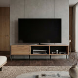 Dorne 80" TV Stand with 4 Open Shelves, 1 Drawer, Modern Media Console for Living Room Entertainment Storage