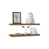 TUHOME Ecco 31.5-Inch Floating Shelves Set of Two with Hidden Brackets, Modern Wall-Mounted Shelves for Bedroom, Bathroom or Living Room Décor, Minimalist Display and Storage Solution for Books, Photos and Accessories