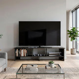 Belga 65" TV Stand with 4 Open Shelves, Modern Media Console for Living Room Entertainment Storage