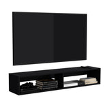 TUHOME Warrior Floating TV Stand with Two Open Media Shelves, Integrated Cable Management, Wall-Mounted Space-Saving Design, Modern Storage Solution for Electronics and Décor, Ideal for Enhancing Contemporary Living Rooms