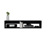 TUHOME Rockwood Floating TV Stand Wall-Mounted Entertainment Shelf with Wide Top Surface, Dual Open Storage Compartments, Integrated Cable Management System and Modern Space-Saving Design for Living Rooms or Offices