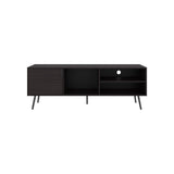 TUHOME Vulcan 63" Wide Modern TV Stand with One Cabinet, Three Open Shelves and Cable Management, Stylish Entertainment Console for 70" TV, Living Room Media Unit with Storage for Devices, Decor and Accessories