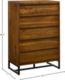 Reed Engineered Wood Mid Century Chest - Antique Coffee Finish with Sleek Matte Black Base Design
