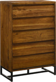 Reed Engineered Wood Mid Century Chest - Antique Coffee Finish with Sleek Matte Black Base Design