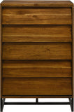 Reed Engineered Wood Mid Century Chest - Antique Coffee Finish with Sleek Matte Black Base Design