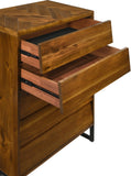 Reed Engineered Wood Mid Century Chest - Antique Coffee Finish with Sleek Matte Black Base Design
