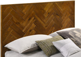 Reed Mid Century Engineered Wood Bed with Chevron Design and Sleek Black Base for Modern Elegance