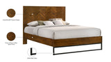 Reed Mid Century Engineered Wood Bed with Chevron Design and Sleek Black Base for Modern Elegance