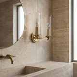 Regal Double Light Vanity With Clear Ribbed Glass - Satin Brass