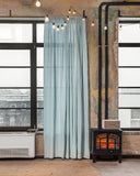Rod pocket linen curtain panel (1 pcs) in Dusty blue