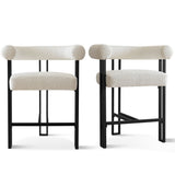 Rola Beige Upholstered Counter Stool with Arms (Set of 2)