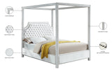 Rowan Velvet Canopy Bed with Luxurious Tufting and Chrome Nailheads for a Regal Bedroom Retreat