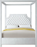 Rowan Velvet Canopy Bed with Luxurious Tufting and Chrome Nailheads for a Regal Bedroom Retreat