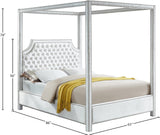 Rowan Velvet Canopy Bed with Luxurious Tufting and Chrome Nailheads for a Regal Bedroom Retreat