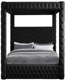 Royal Velvet Canopy Bed – Luxurious Contemporary Design with Deep Tufting for Elegant Bedrooms