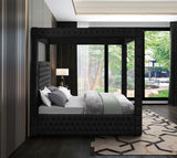Royal Velvet Canopy Bed – Luxurious Contemporary Design with Deep Tufting for Elegant Bedrooms