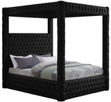 Royal Velvet Canopy Bed – Luxurious Contemporary Design with Deep Tufting for Elegant Bedrooms