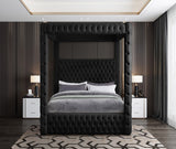 Royal Velvet Canopy Bed – Luxurious Contemporary Design with Deep Tufting for Elegant Bedrooms