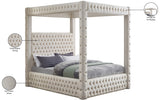 Royal Velvet Canopy Bed – Luxurious Contemporary Design with Deep Tufting for Elegant Bedrooms