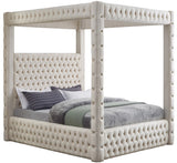 Royal Velvet Canopy Bed – Luxurious Contemporary Design with Deep Tufting for Elegant Bedrooms