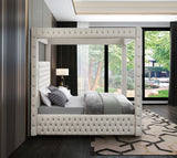 Royal Velvet Canopy Bed – Luxurious Contemporary Design with Deep Tufting for Elegant Bedrooms