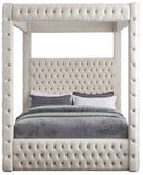 Royal Velvet Canopy Bed – Luxurious Contemporary Design with Deep Tufting for Elegant Bedrooms