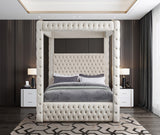 Royal Velvet Canopy Bed – Luxurious Contemporary Design with Deep Tufting for Elegant Bedrooms