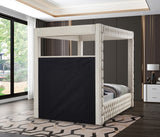 Royal Velvet Canopy Bed – Luxurious Contemporary Design with Deep Tufting for Elegant Bedrooms
