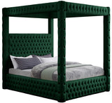Royal Velvet Canopy Bed – Luxurious Contemporary Design with Deep Tufting for Elegant Bedrooms