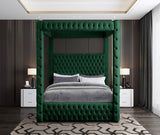 Royal Velvet Canopy Bed – Luxurious Contemporary Design with Deep Tufting for Elegant Bedrooms