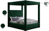 Royal Velvet Canopy Bed – Luxurious Contemporary Design with Deep Tufting for Elegant Bedrooms