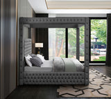 Royal Velvet Canopy Bed – Luxurious Contemporary Design with Deep Tufting for Elegant Bedrooms