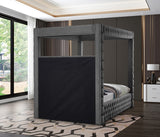 Royal Velvet Canopy Bed – Luxurious Contemporary Design with Deep Tufting for Elegant Bedrooms