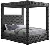 Royal Velvet Canopy Bed – Luxurious Contemporary Design with Deep Tufting for Elegant Bedrooms