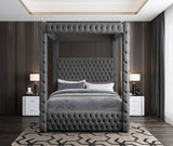 Royal Velvet Canopy Bed – Luxurious Contemporary Design with Deep Tufting for Elegant Bedrooms