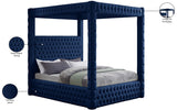 Royal Velvet Canopy Bed – Luxurious Contemporary Design with Deep Tufting for Elegant Bedrooms