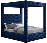 Royal Velvet Canopy Bed – Luxurious Contemporary Design with Deep Tufting for Elegant Bedrooms