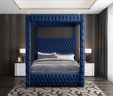 Royal Velvet Canopy Bed – Luxurious Contemporary Design with Deep Tufting for Elegant Bedrooms