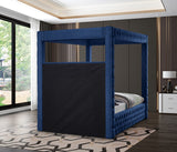 Royal Velvet Canopy Bed – Luxurious Contemporary Design with Deep Tufting for Elegant Bedrooms