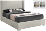 Royce Mid Century Modern Bed with Wingback Headboard and Stylish Gold & Chrome Legs for Elegance