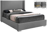 Royce Mid Century Modern Bed with Wingback Headboard and Stylish Gold & Chrome Legs for Elegance