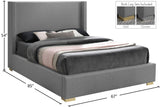 Royce Mid Century Modern Bed with Wingback Headboard and Stylish Gold & Chrome Legs for Elegance
